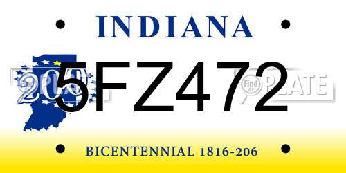 5FZ472 Indiana License Plate