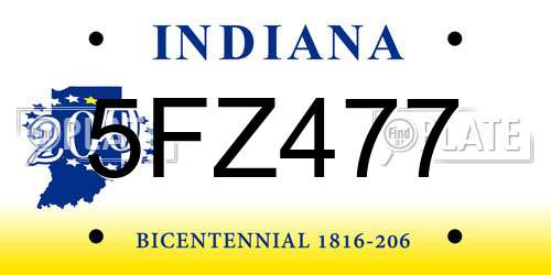 5FZ477 Indiana License Plate