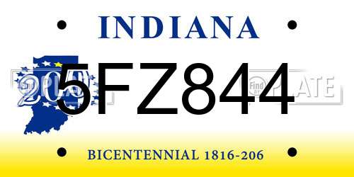 5FZ844 Indiana License Plate
