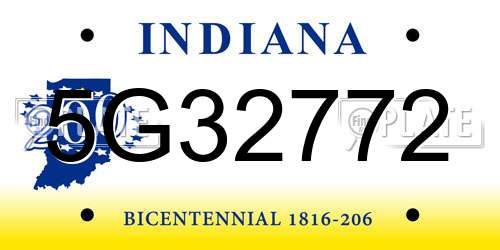 5G32772 Indiana License Plate