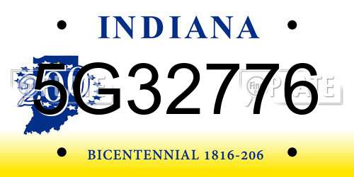 5G32776 Indiana License Plate