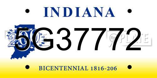 5G37772 Indiana License Plate