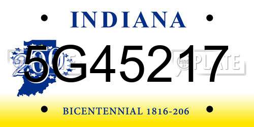 5G45217 Indiana License Plate