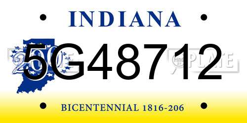 5G48712 Indiana License Plate