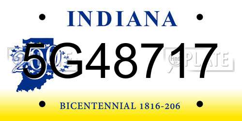 5G48717 Indiana License Plate
