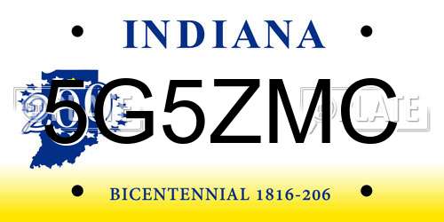 5G5ZMC Indiana License Plate