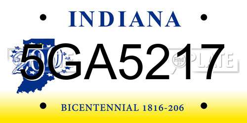5GA5217 Indiana License Plate