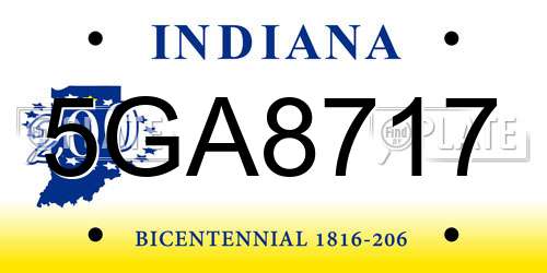 5GA8717 Indiana License Plate