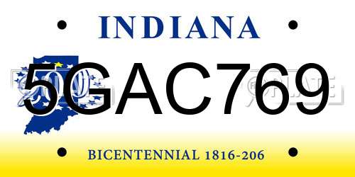 5GAC769 Indiana License Plate