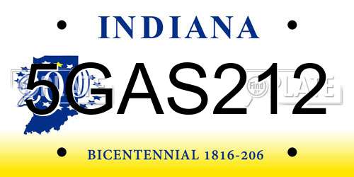 5GAS212 Indiana License Plate