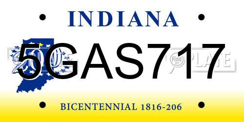 5GAS717 Indiana License Plate