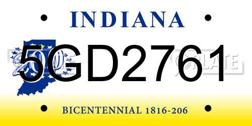 5GD2761 Indiana License Plate