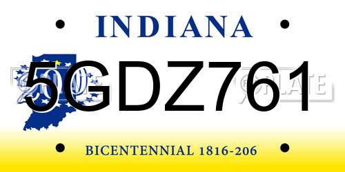 5GDZ761 Indiana License Plate