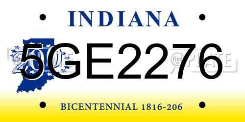5GE2276 Indiana License Plate