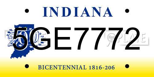 5GE7772 Indiana License Plate