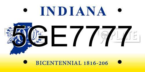 5GE7777 Indiana License Plate