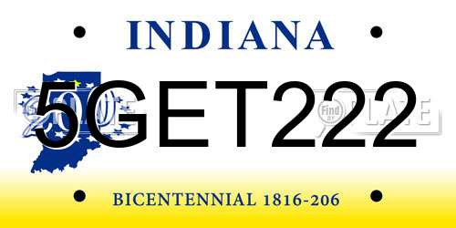5GET222 Indiana License Plate