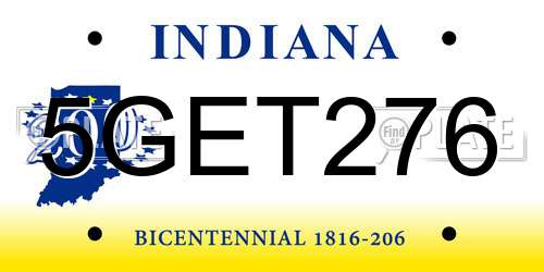 5GET276 Indiana License Plate