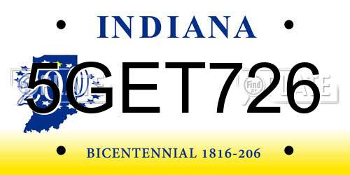 5GET726 Indiana License Plate