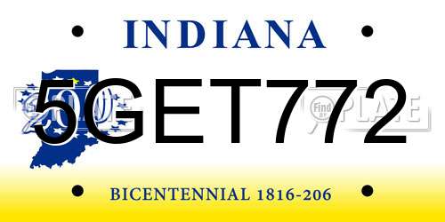 5GET772 Indiana License Plate