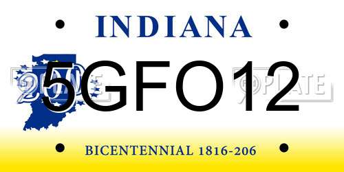 5GFO12 Indiana License Plate