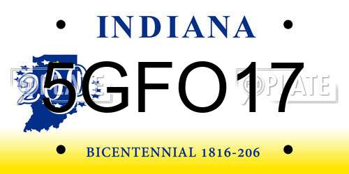 5GFO17 Indiana License Plate