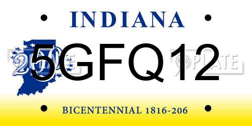 5GFQ12 Indiana License Plate