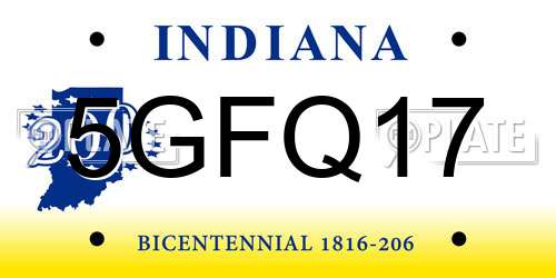 5GFQ17 Indiana License Plate