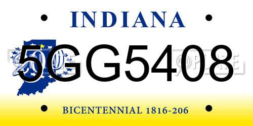 5GG5408 Indiana License Plate