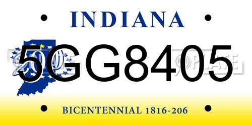 5GG8405 Indiana License Plate
