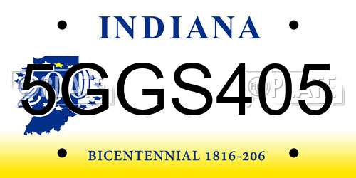 5GGS405 Indiana License Plate