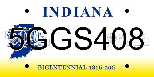 5GGS408 Indiana License Plate