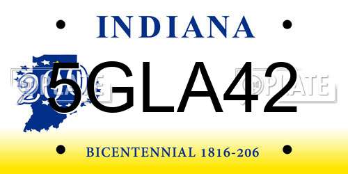 5GLA42 Indiana License Plate