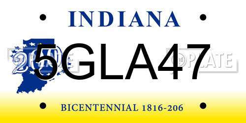 5GLA47 Indiana License Plate