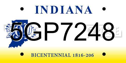 5GP7248 Indiana License Plate