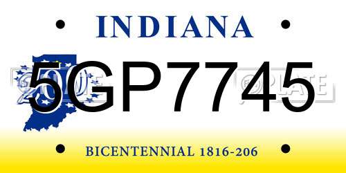 5GP7745 Indiana License Plate