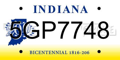 5GP7748 Indiana License Plate