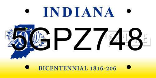 5GPZ748 Indiana License Plate