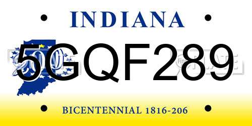 5GQF289 Indiana License Plate