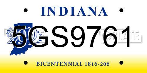 5GS9761 Indiana License Plate