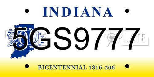 5GS9777 Indiana License Plate