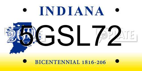 5GSL72 Indiana License Plate