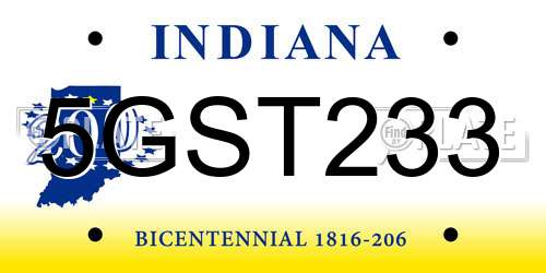 5GST233 Indiana License Plate