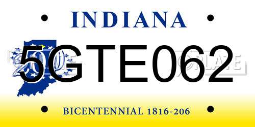 5GTE062 Indiana License Plate