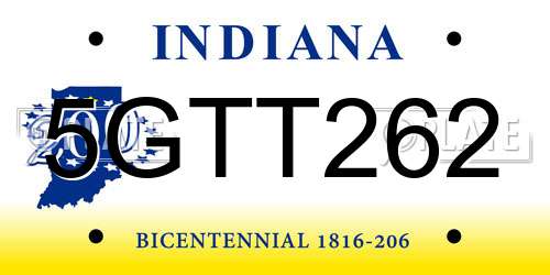 5GTT262 Indiana License Plate