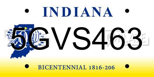 5GVS463 Indiana License Plate