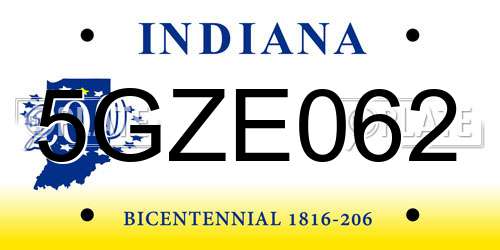 5GZE062 Indiana License Plate