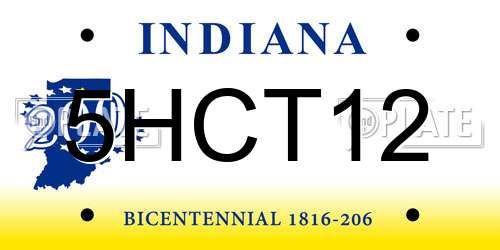 5HCT12 Indiana License Plate