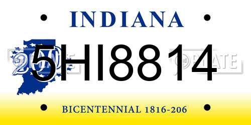 5HI8814 Indiana License Plate