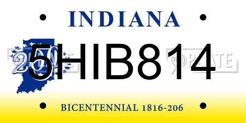 5HIB814 Indiana License Plate